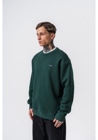 Erkek Respire Yazı Detaylı Basic Oversize Sweatshirt Nefti