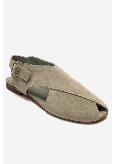 Luvishoes Monaro Yeşil Süet Hakiki Deri Kadın Sandalet