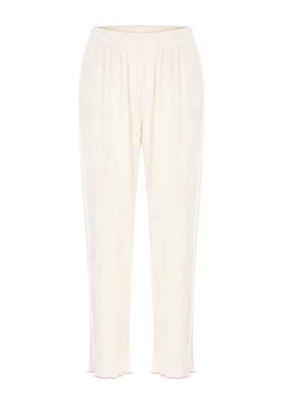 Koza İç Giyim Kadın Soft Touch Fitilli Kalp Detaylı Uzun Kollu Pijama Takımı Kk70640 Ekru