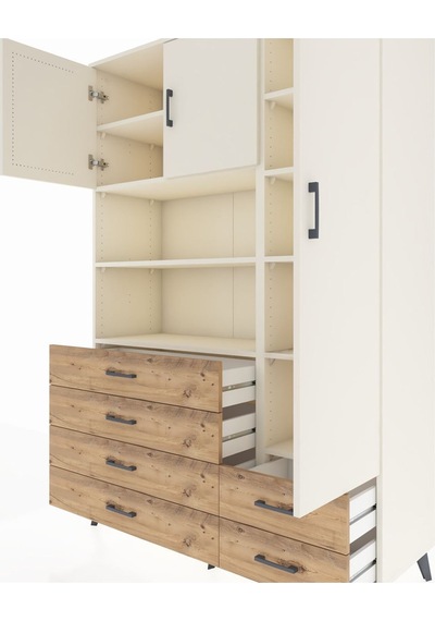 Hyperion Dolap 9 Raflı 6 Çekmeceli 3 Kapaklı 132x44x195 Aytaşı-aytaşı/çam Aytası/atlas Çam
