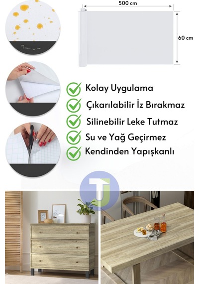 Technojet Kendinden Yapışkanlı Doğal Ahşap Dokulu Duvar Dolap Masa Mutfak Tezgah Kaplama 60cmx500cm Kahverengi