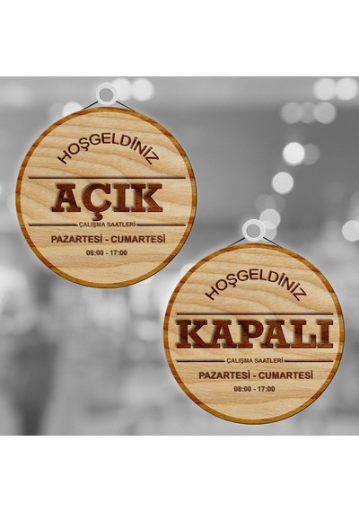 Bk Gift Kişiye Özel Açık & Kapalı Ahşap Kapı Levhası - 5 Akgn12120