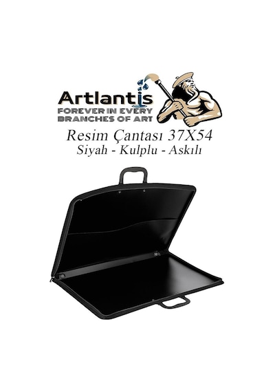 Siyah Resim Çantası Fermuarlı Kulplu 37x54 Cm 1 Adet Teknik Resim Dosya Çantası 35x50 Cm Askılı Proje Çantası Okul Sınıf
