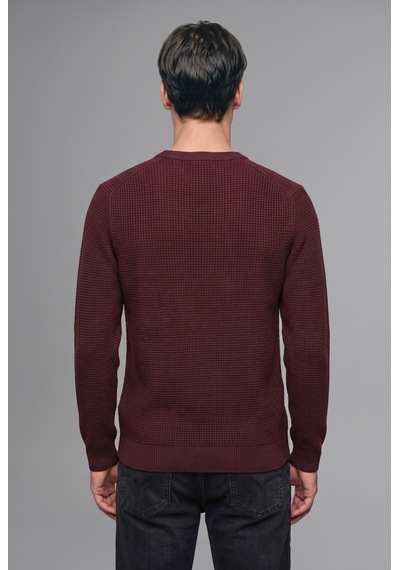 Defacto Standart Fıt Bisiklet Yaka Basic Kazak H8887ax26aubr34 Bordo-br34