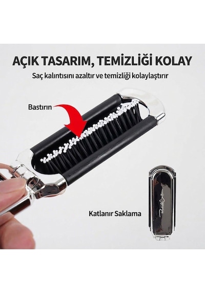Mini Katlanabilir Aynalı Tarak Saç Fırçası Pratik Taşınabilir Her Saça Uygun Aynası Çıkabilen Belirtilmemiş