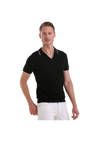 Hatemoğlu Siyah Regular Fit Desenli Pamuklu Polo Yaka Casual Tişört Siyah Hatemoğlu Siyah Regular Fit Desenli Pamuklu Polo Yaka Casual Tişört Siyah