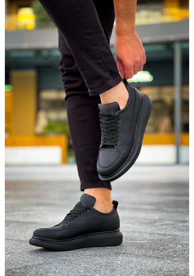 Mevese Lexa Cilt Deri Erkek Günlük Sneaker Ayakkabı - Siyah Siyah