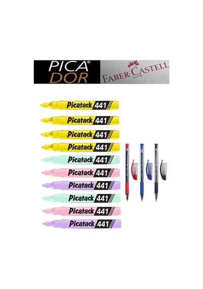 Picatack 441 Fosforlu Kalem Karmaofis Set 1 Karışık3