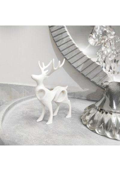 3d Yazıcı Baskı Dekoratif Geyik Figürü 10 Cm Pla Malzeme Beyaz & Bronz Renk 10 X 10