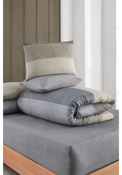 Veramoni Soft Dreams Soft Dreams Çift Kişilik Pamuklu Desenli Nevresim Takımı - Gri