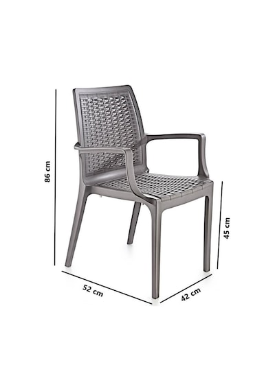 Omnipazar Sy-2524 Örgü Desenli Rattan Bahçe Koltuk Sandalye 4'lü Set Gri Gri