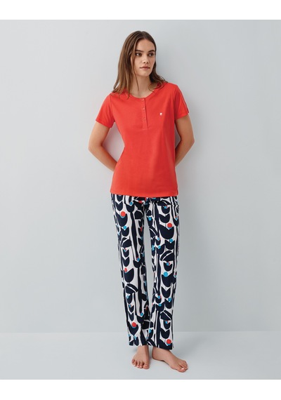 Pierre Cardin 9162 Modal Pamuk Kısa Kol Kadın Pijama Takımı Kırmızı