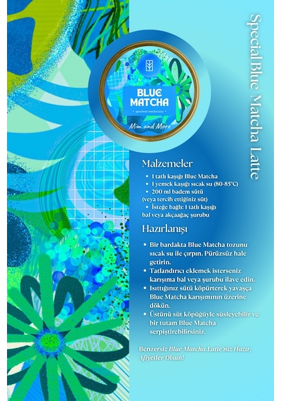 Mim And More Blue Matcha Mavi Spirulina Superfood Matcha Tozu 50 G