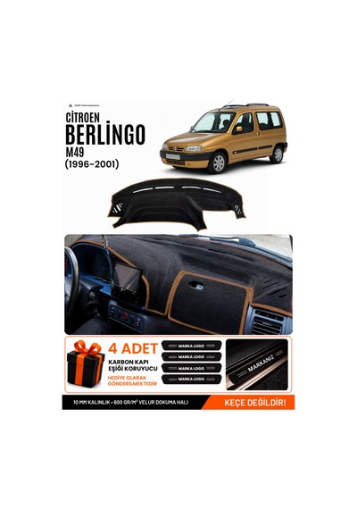 Cıtroen Berlingo M49 1996-2001 Uyumlu Torpido Örtüsü, Torpido Kılıfı - Siyah Kahverengi