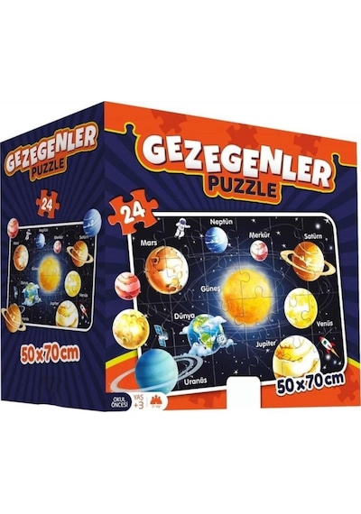 24 Parça Uzay Temalı 50x70cm Gezegenler Puzzle Eğitici Ve Eğlenceli Çocuk Yapboz 1