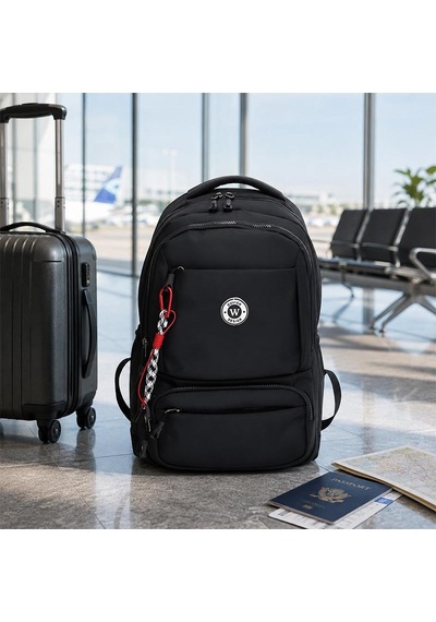 Unisex Çok Bölmeli Sırt Çantası Okul, Seyahat Ve Outdoor Kullanım Siyah
