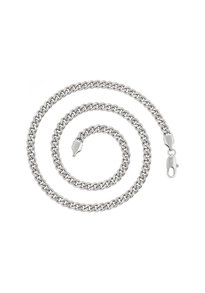 Platin Kaplama Klasik Gurmet Zincir Kolye / 55 Cm Silver