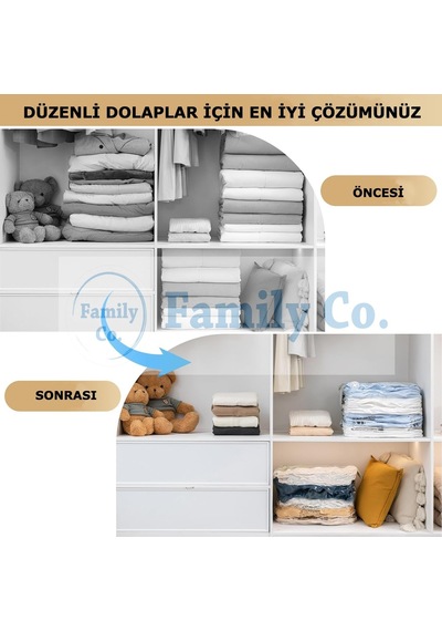 Family Co.3'lü Paket Ekstra Büyük Küp Vakumlu Hurç Saklama Şeffaf