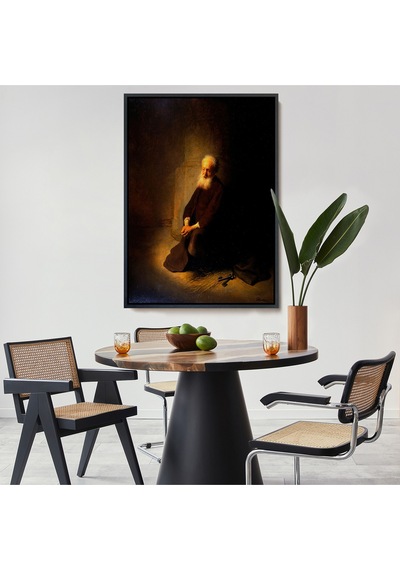 Çerçeveli Rembrandt Van Rijn - Hapishanedeki Havari Aziz Peter Diz Çökmüş Tablo-7410