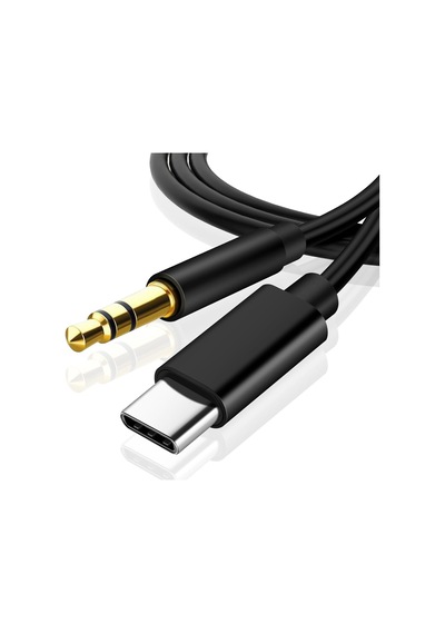 Samsung Xiaomi Uyumlu Aux Kablosu Type-c To Jack Çevirici Dönüştürücü Siyah Bluetooth Gerektirmez