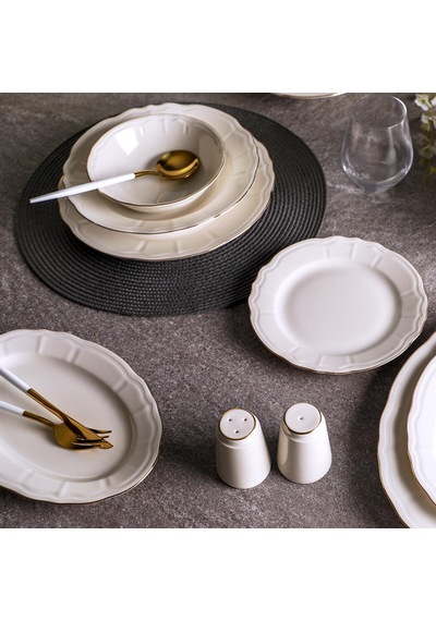 Aryıldız Tiffany Gold 30 Parça 6 Kişilik Yemek Takımı Beyaz - Gold