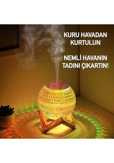Küre Mini Usb Nemlendirici & Gece Lambası 7 Renk Led, Otomatik Kapanma, 350 Ml Kapasiteli Hava Nemlendirme Ve Aromaterapi Difüzörü