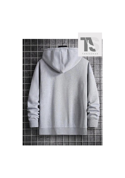 Tarzsokak Yazı Tasarımlı Sweatshirt Fermuarlı Hırka Unisex Gri