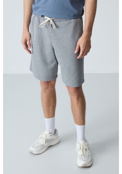 Air Jones Tommy Life Gri Melanj Pamuklu Kalın Yumuşak Dokulu Standart Fit Basic Erkek Şort - 81275 GRI MELANJ