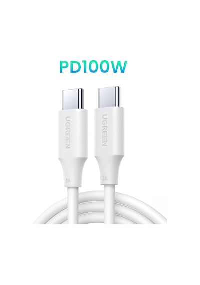 Ugreen Usb-c 100w 5a Qc Pd Hızlı Şarj Kablosu, 2 M, Beyaz, 60552