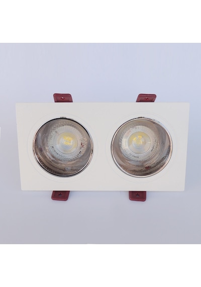 Beyaz Krom Çiftli Sıva Altı Spot Cob Led Armatür GU10 5W Beyaz Iş