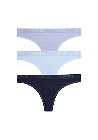 Suwen 3'lü Pamuklu String Külot St004560256 - Leylak - Lacivert - Mavi Çok Renkli