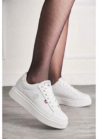 Nstil Unisex Spor Ayakkabı Rahat Yumuşak Taban Kaymaz Günlük Bağcıklı Sneaker 034 Beyaz