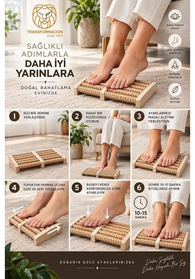 Ahşap Ayak Masaj Aleti Tırtıklı Silindir Makaralı Reflexology Masaj Masası 723780