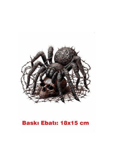 Tarantula Gotik Temalı Ütü İle Yapışan Tekstil Kumaş Tişört Dtf Baskı 3505