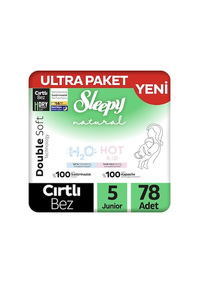 Sleepy Natural Double Soft Ultra Paket Bebek Bezi 5 Numara Junior 78 Adet