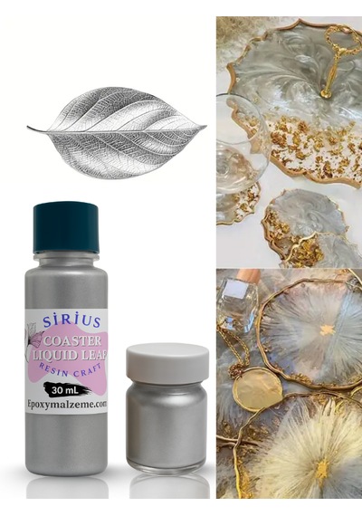 Epoksi Tasarımları İçin Kenar Varak Sıvısı Silver Renk 30ml + 10 Gr Toz Varak