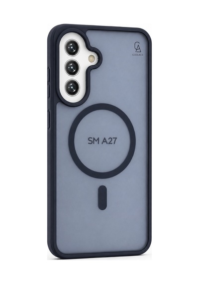 Samsung Galaxy A27 Ile Uyumlu Kılıf Magsafe Şarj Özellikli Mat Arka Yüzeyli Kapak Lacivert
