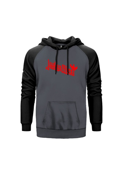 Judas Priest Logo 3 Gri Renk Reglan Kol Sweatshirt