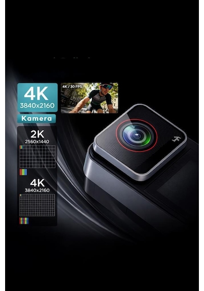 Giyilebilir Aksiyon Kamerası 4k Ultra Hd Kayıt Su Geçirmez Kamera Ac05 Siyah