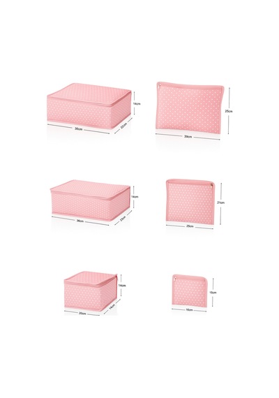 Serstil 6 Parça Bebek Bakım Çanta Seti Filesiz Pembe Puantiyeli Organizer Pembe Puantiye