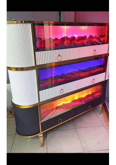 Bluetoothlu Şömineli Tv Ünitesi 170x65x38 Ahşap - Beyaz Bluetoothlu Şömineli Tv Ünitesi 170x65x38 Ahşap - Beyaz