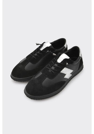 Derinet Hakiki Deri Kadın Sneaker Siyah Siyah