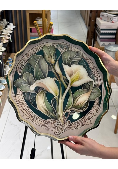 Lüks Akrilik Yuvarlak Tepsi Alvona 38cm-5053