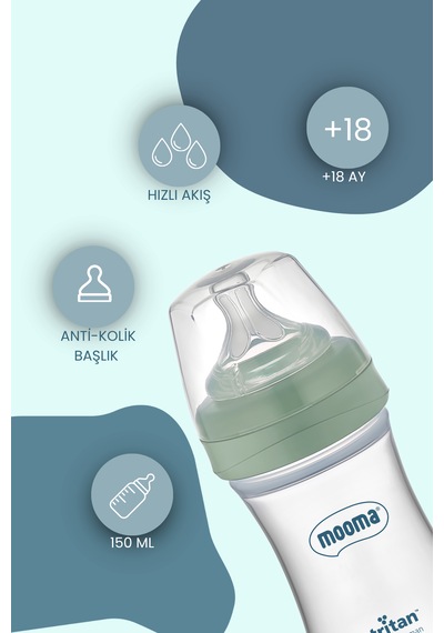 Mooma Neutra Antikolik Tritan Biberon 250 Ml 18 Ay Hızlı Akış - Çağla