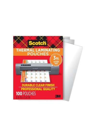 Thermal Laminator Pouches 3 Mil 100/pkg-8.9"x11.4"