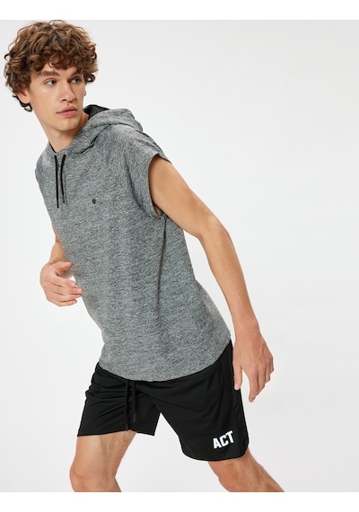 Koton Spor Şort Slogan Baskılı Beli Bağcıklı Bermuda Cep Detaylı Siyah 5wam40054nk Siyah