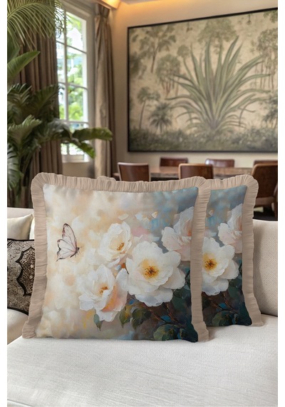 Çiçek Kelebek Desenli Saçaklı Yastık Kılıfı-sanatsal Floral Mavi Krem Vizon Püsküllü Kırlent Kılıfı Puslu Esinti Aura Çiçek Kelebek Desenli Saçaklı Yastık Kılıfı-sanatsal Floral Mavi Krem Vizon Püsküllü Kırlent Kılıfı Puslu Esinti Aura