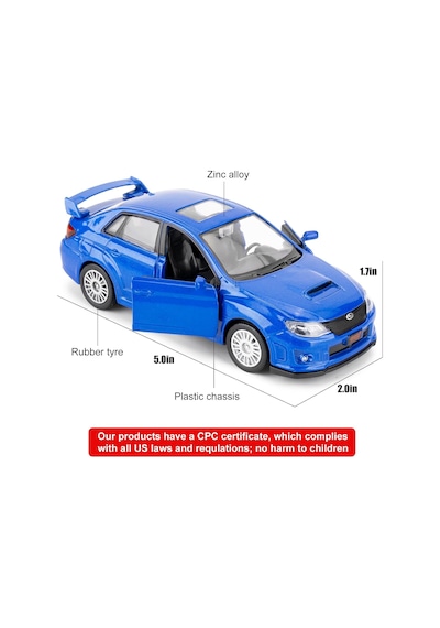 Uzak Doğu Serisi Subaru Wrx Stı Mavi Açılır Kapılar Diecast Metal Model Araba 11 Cm 1:32