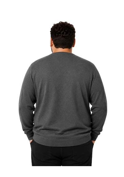 Battalmoda Erkek Büyük Beden Füme V Yaka Pamuklu Kazak 3xl-4xl-5xl-6xl