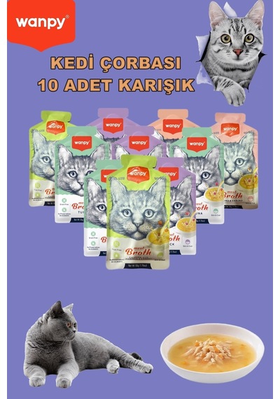 Wanpy Kedi Çorbası 6 Çeşit Karışık 50 Gr X 10